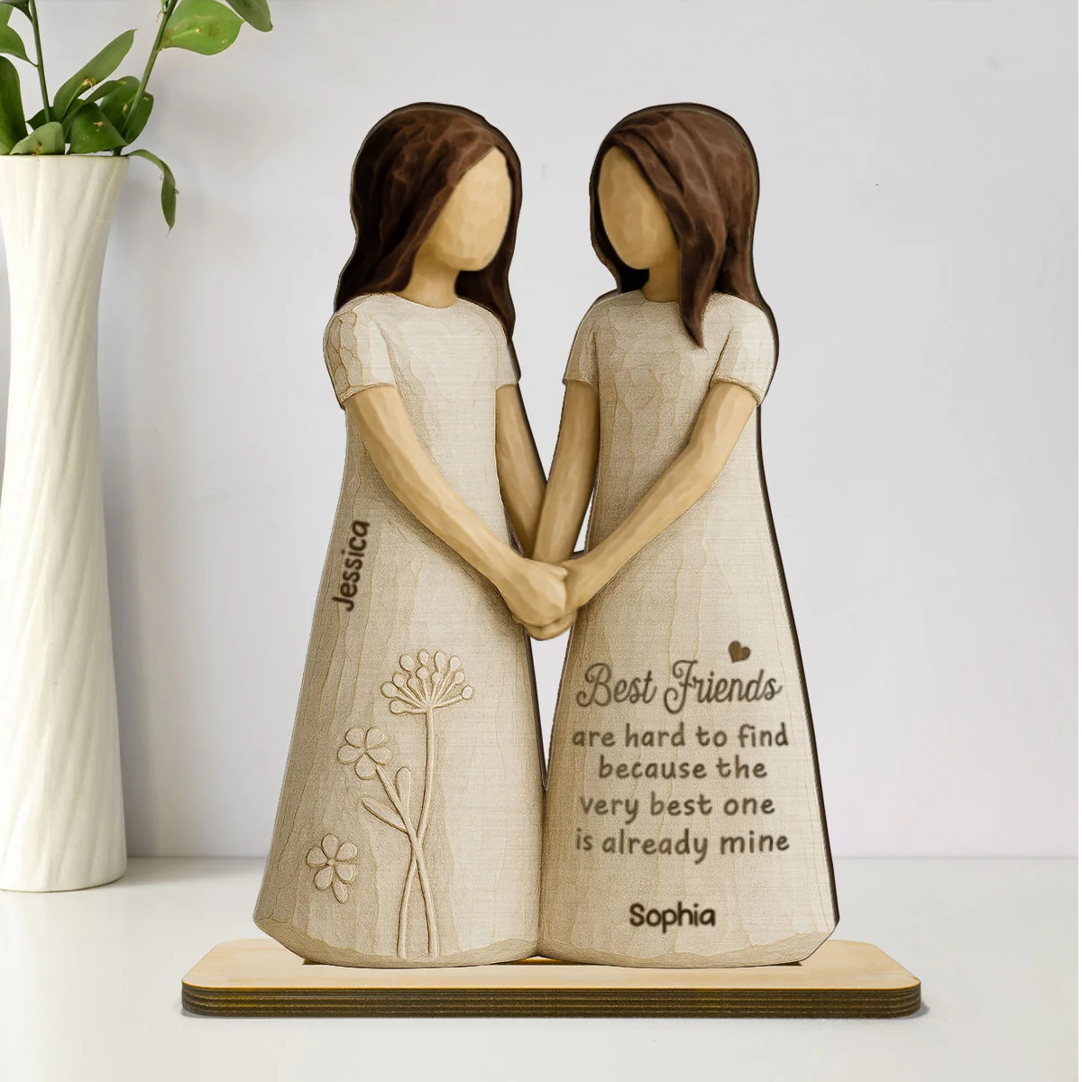 Best Friends Are Hard To Find 3D Effect - Personalized 2-Layered Wooden Plaque - Gift for Besties, Best Friends - Image 12
