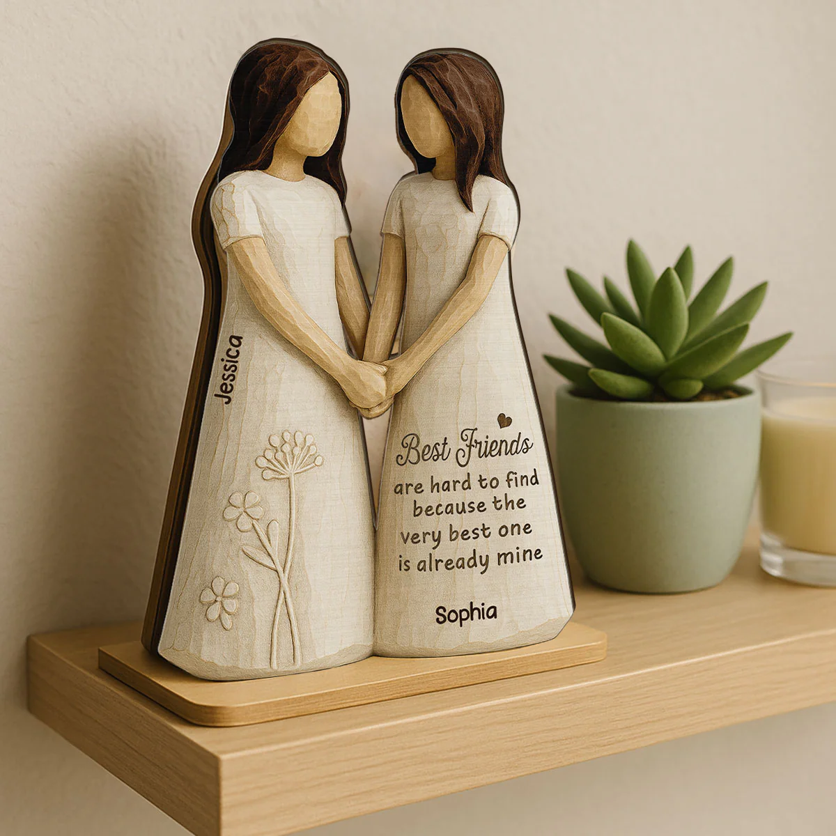 Best Friends Are Hard To Find 3D Effect - Personalized 2-Layered Wooden Plaque - Gift for Besties, Best Friends - Image 4