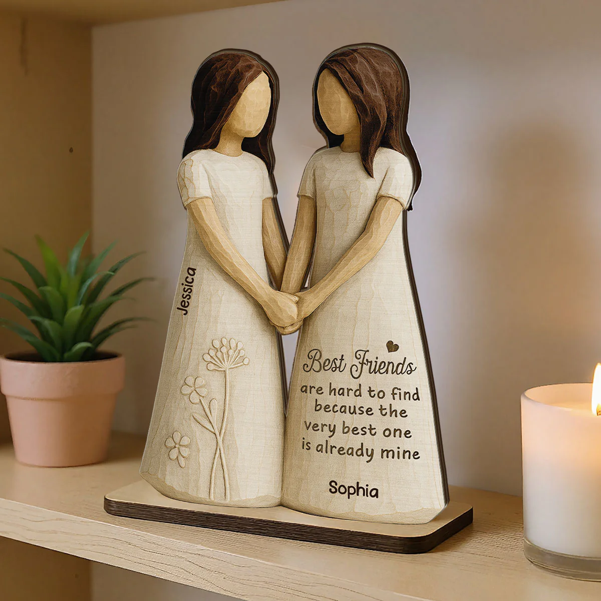Best Friends Are Hard To Find 3D Effect - Personalized 2-Layered Wooden Plaque - Gift for Besties, Best Friends - Image 5