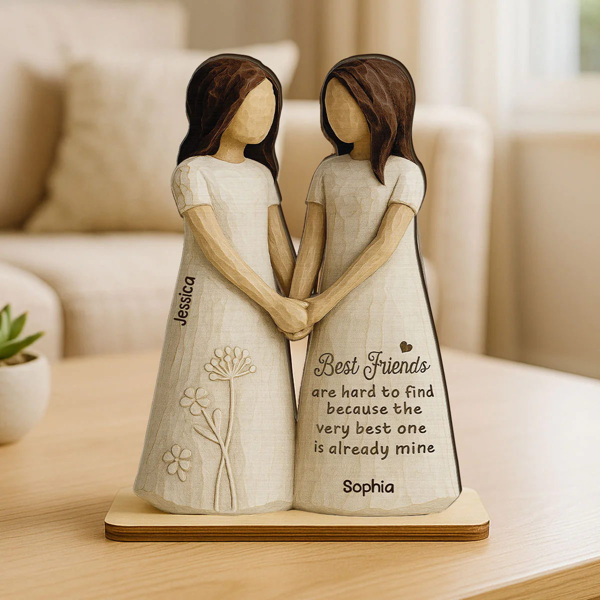 Best Friends Are Hard To Find 3D Effect - Personalized 2-Layered Wooden Plaque - Gift for Besties, Best Friends - Image 9