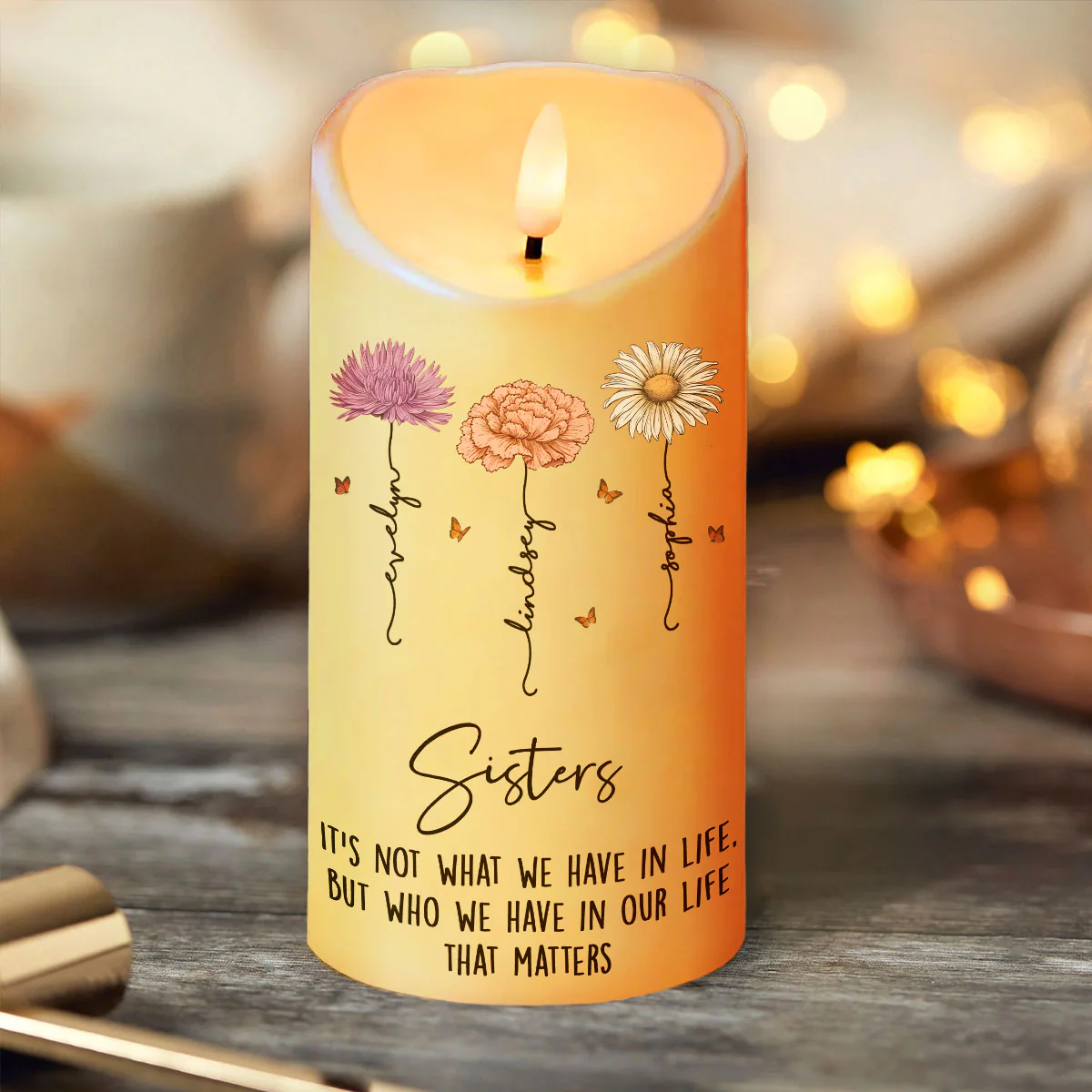 Best Friends Besties Birth Month Flower Personalized LED Candle - Image 10