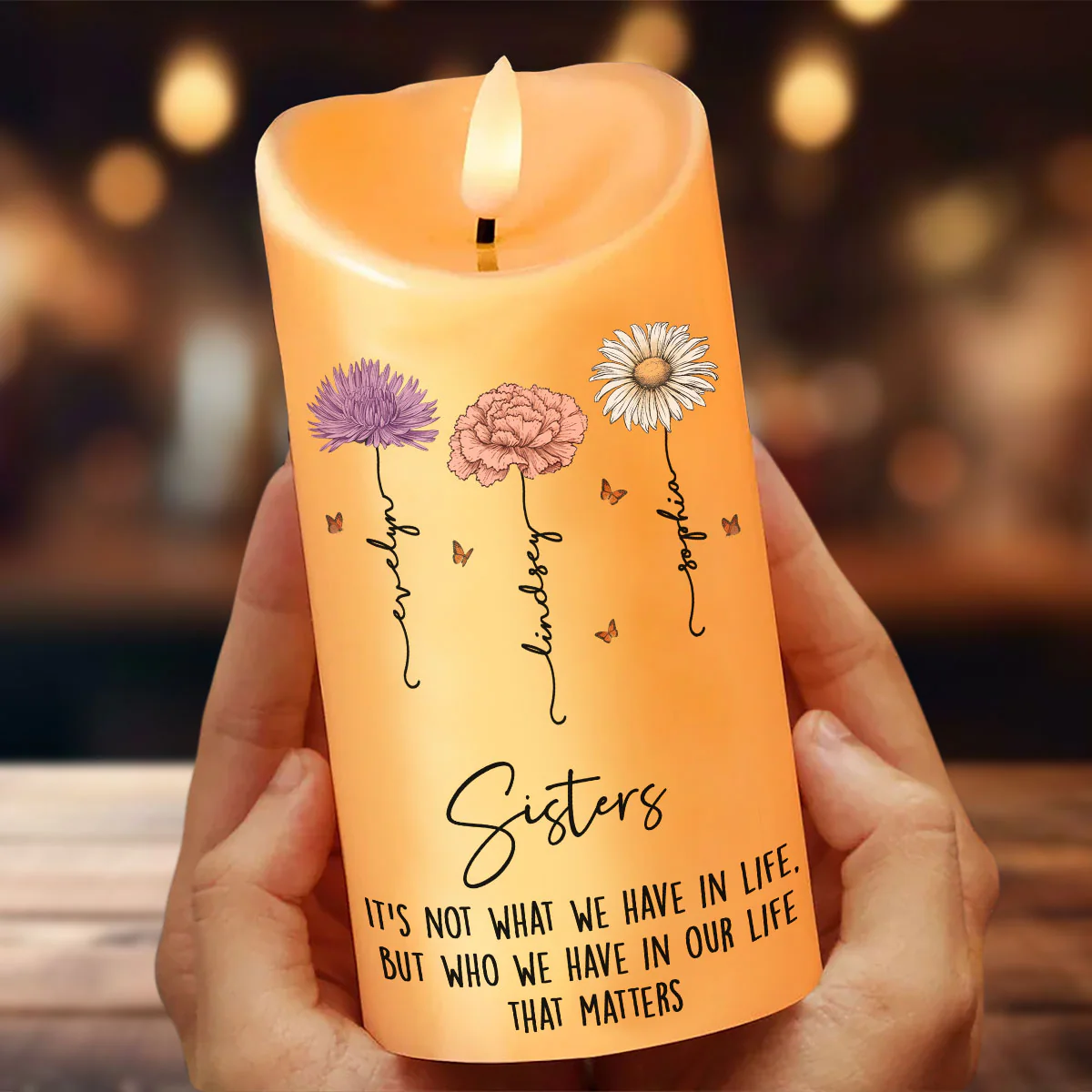 Best Friends Besties Birth Month Flower Personalized LED Candle - Image 11