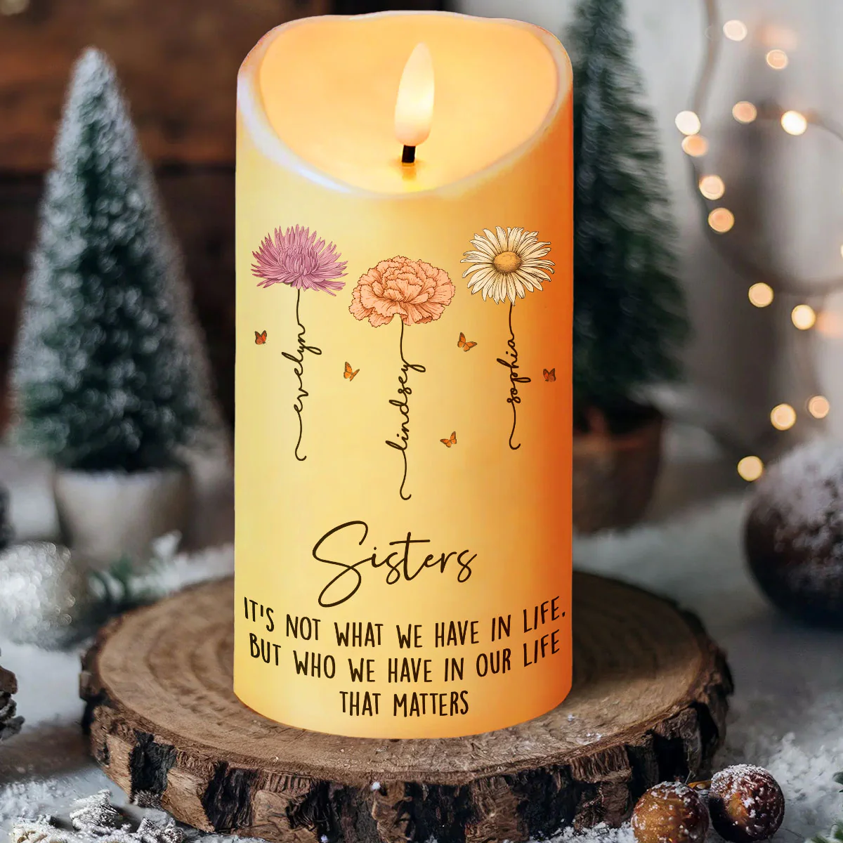 Best Friends Besties Birth Month Flower Personalized LED Candle - Image 12