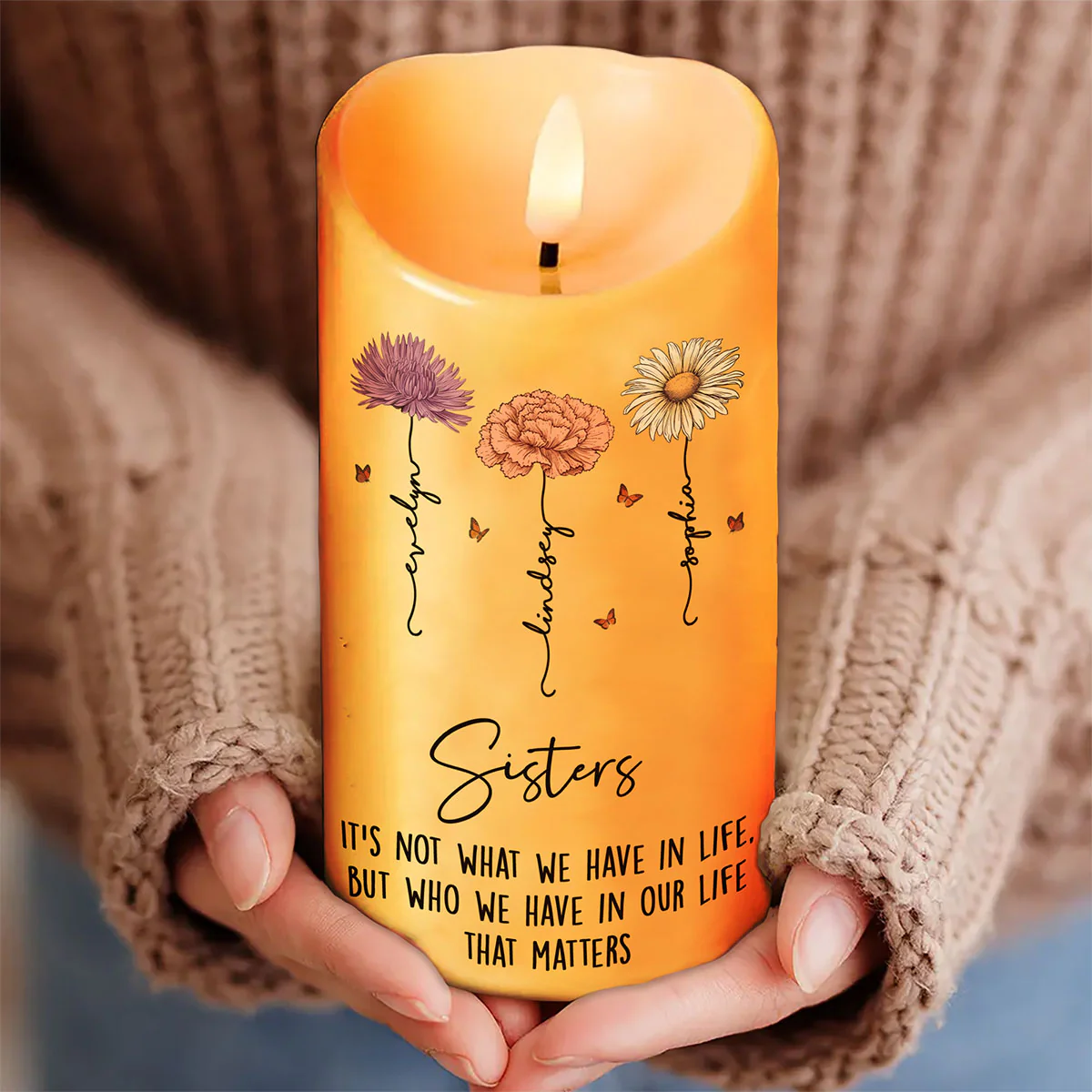 Best Friends Besties Birth Month Flower Personalized LED Candle - Image 13