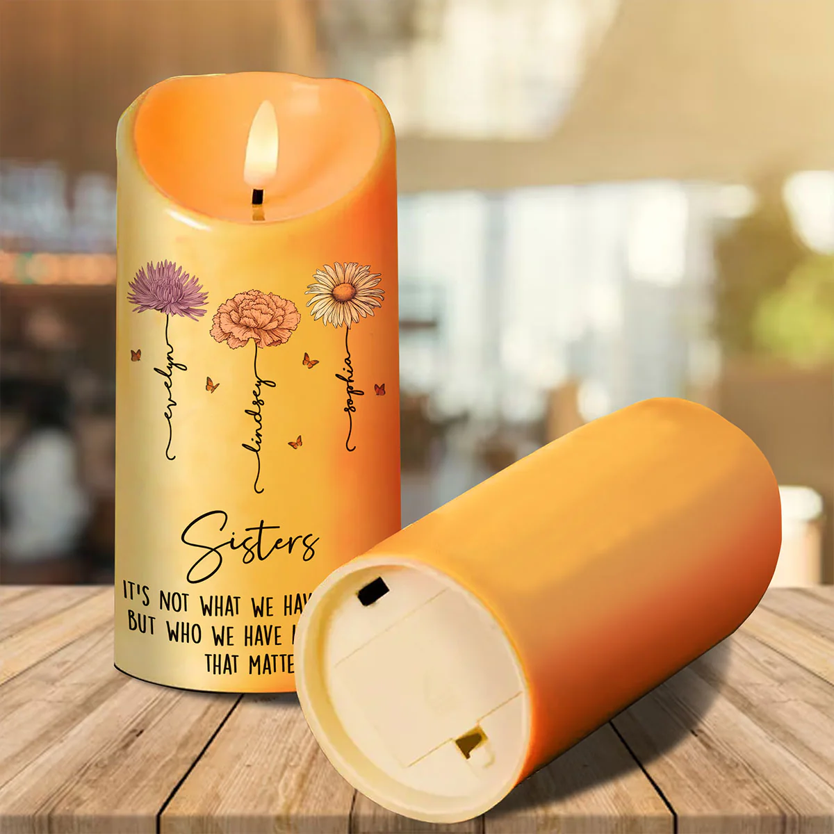 Best Friends Besties Birth Month Flower Personalized LED Candle - Image 5