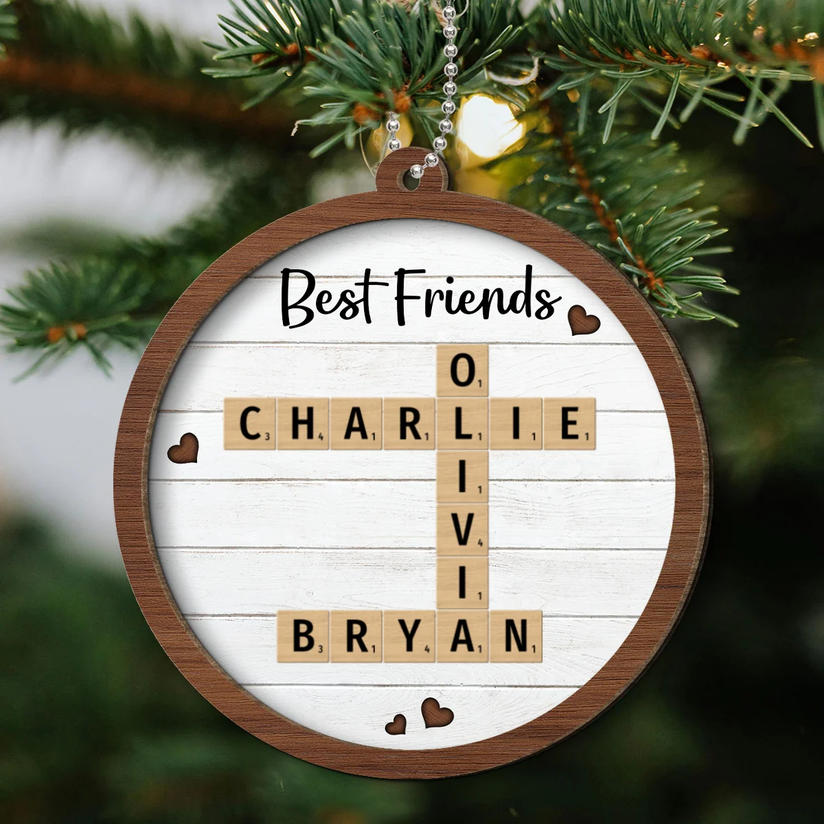 Best Friends Crossword Puzzle Art Personalized 2-Layer Wooden Ornament, Christmas Gift For Best Friends, Besties - Image 11