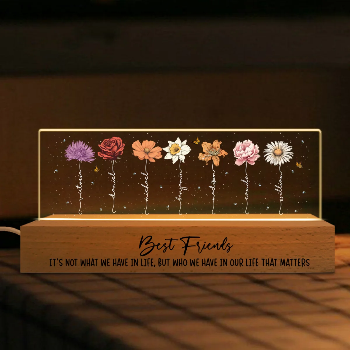 Best Friends It's Who We Have In Life That Matters Birthmonth Flower Personalized LED Night Light, Best Friend Christmas Gifts - Image 7