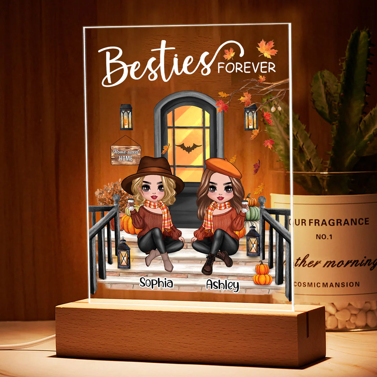 Best Friends Sisters Front Porch Personalized Plaque LED Night Light - Image 3
