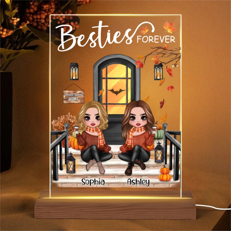 Best Friends Sisters Front Porch Personalized Plaque LED Night Light - Image 4