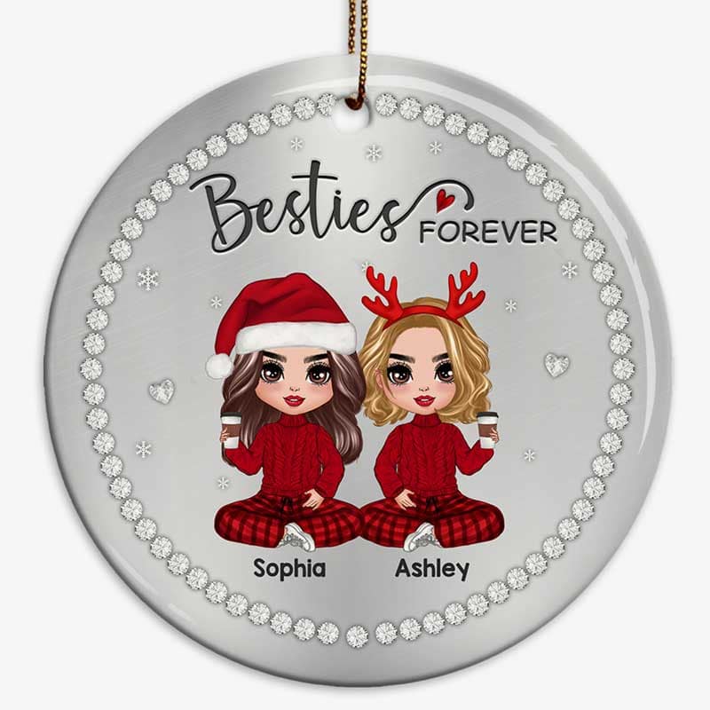 Best Friends Sisters Jewelry Stone Personalized Circle Ornament