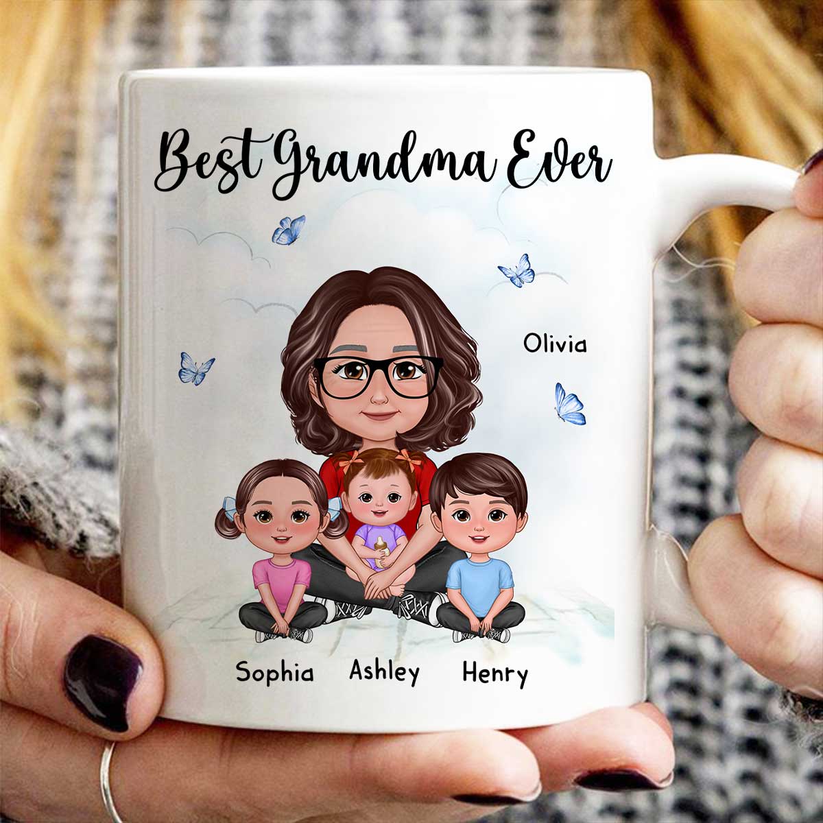 Best Grandma Ever Sitting Crossed Legs Personalized Mug - Image 2