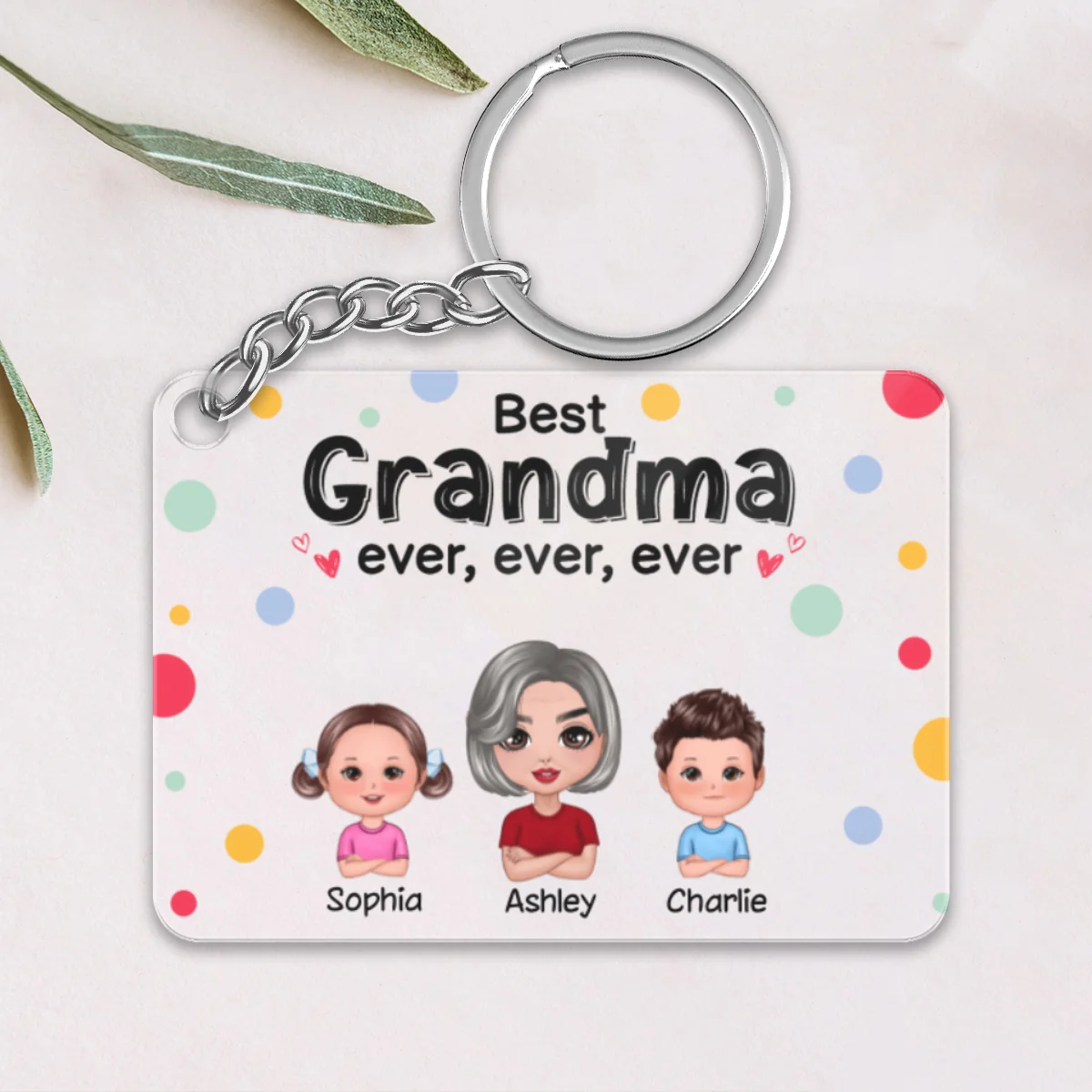 Best Grandma Mom Dad Grandpa Ever Doll Man Woman With Kids Personalized Acrylic Keychain - Image 6