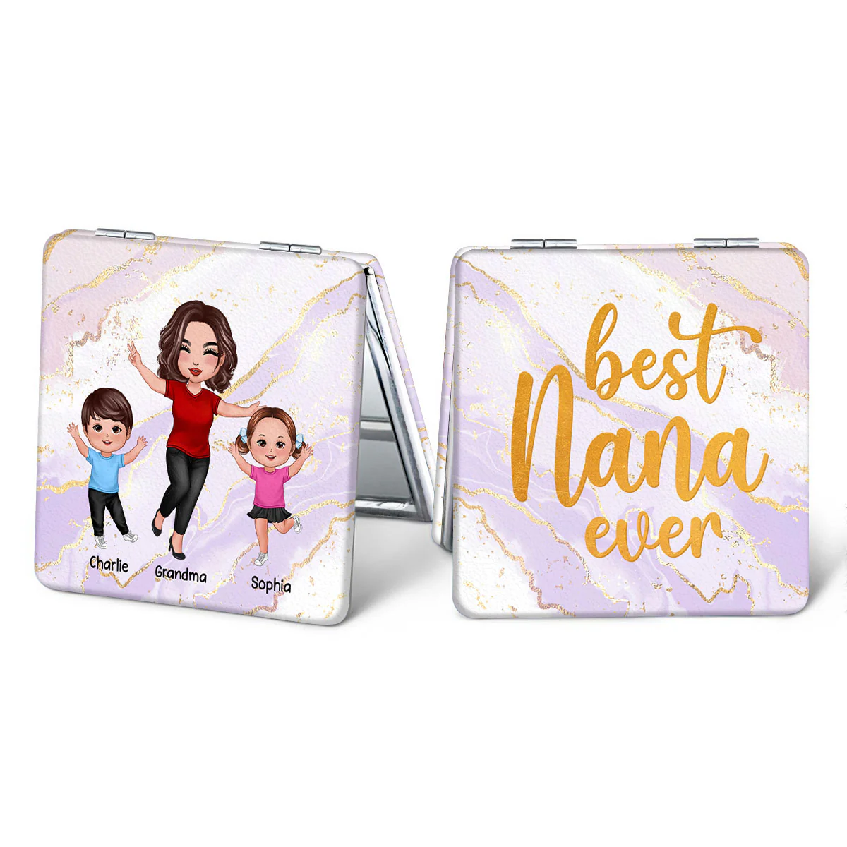 Best Grandma Mom Ever Personalized Square Compact Mirror - Image 5