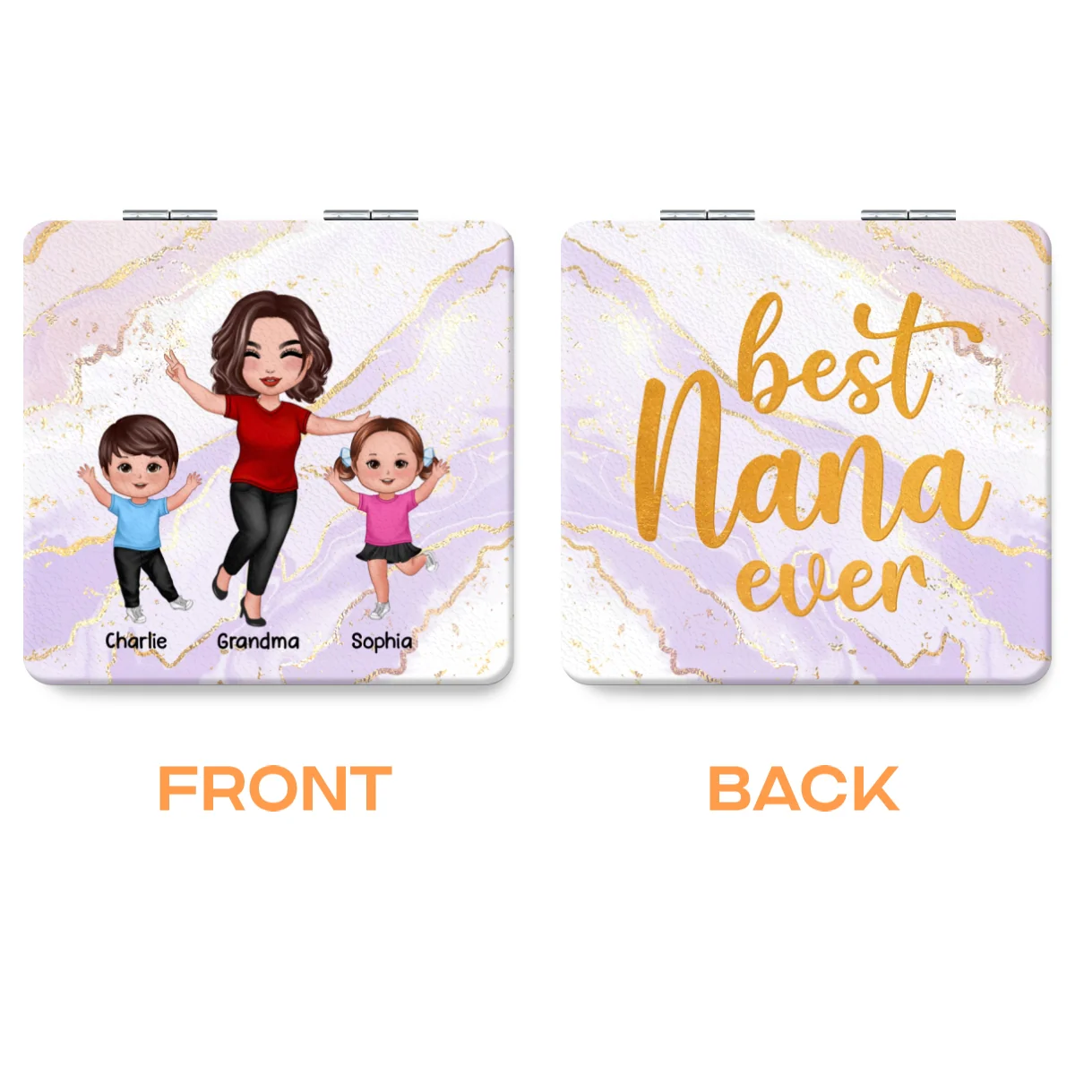 Best Grandma Mom Ever Personalized Square Compact Mirror - Image 8