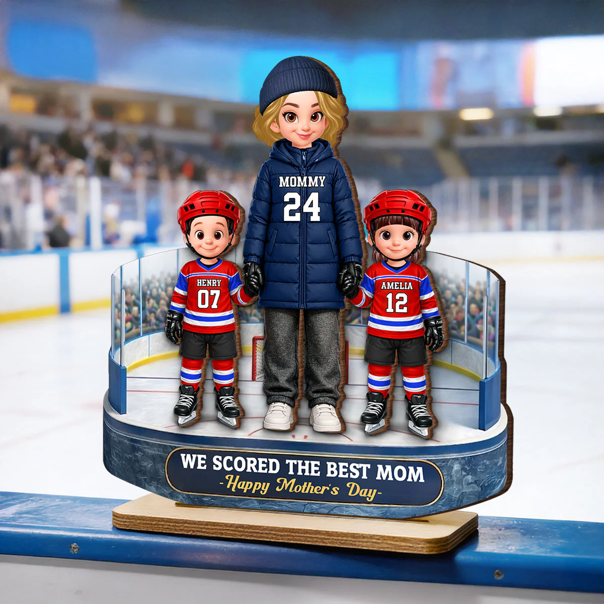 Best Hockey Mom And Kids On The Ice - Personalized 2-Layered Wooden Plaque - Mother's Day Gift For Hockey Mom, Gift For Wife - Image 5