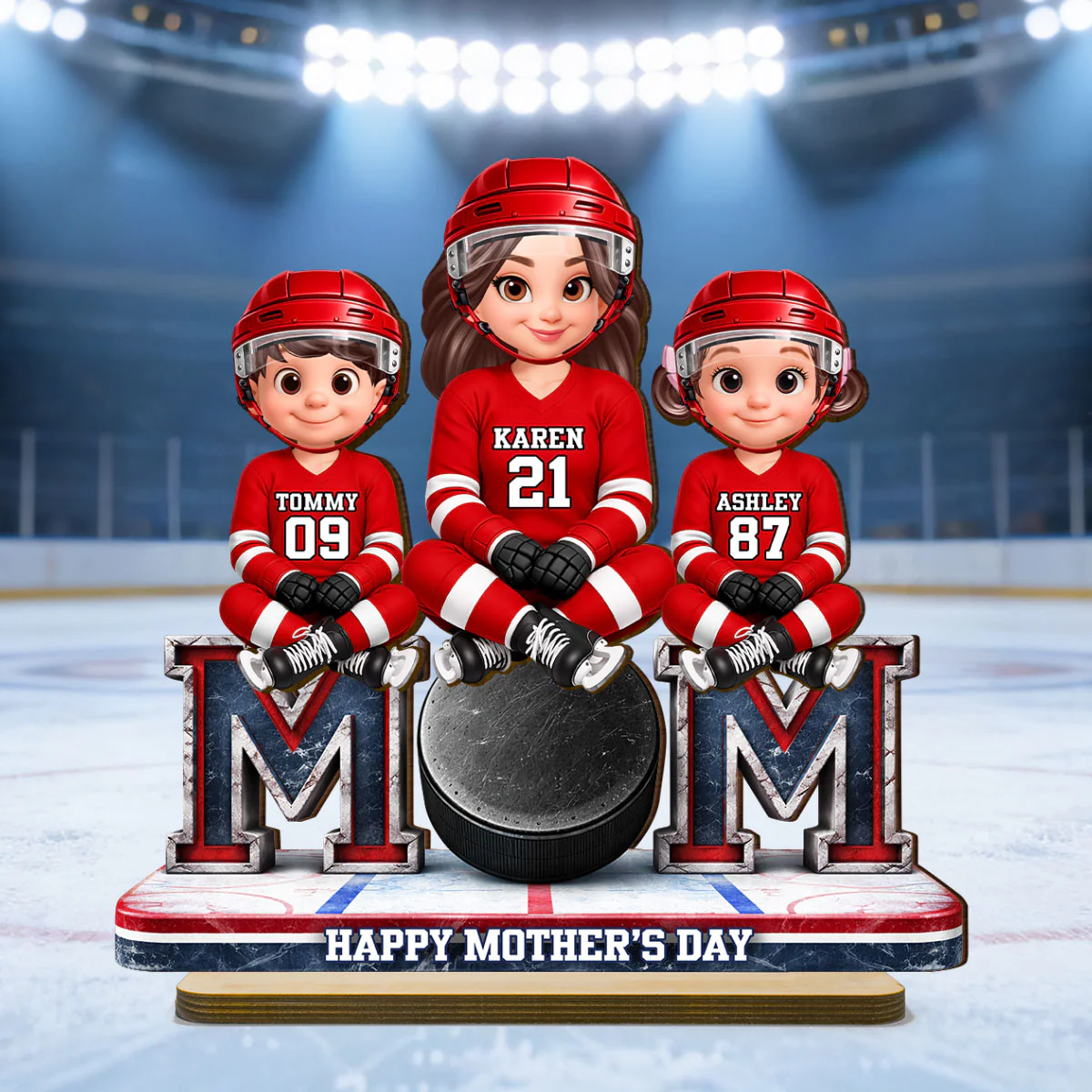 Best Hockey Mom Ever - Personalized 2-Layered Wooden Plaque - Mother's Day Gift For Hockey Mom - Image 2