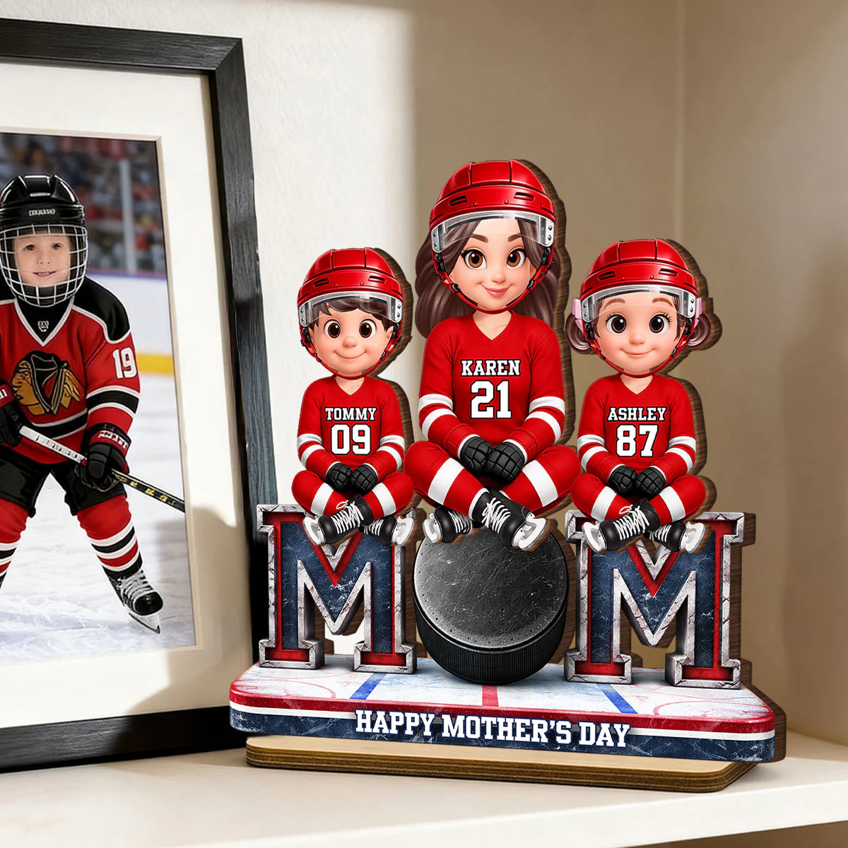 Best Hockey Mom Ever - Personalized 2-Layered Wooden Plaque - Mother's Day Gift For Hockey Mom - Image 4