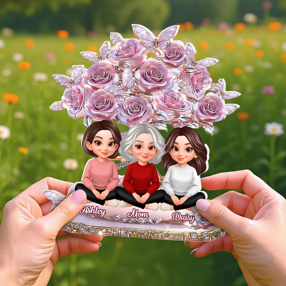 Best Mom Ever And Daughters - Personalized Acrylic Block Plaque - Heartfelt Gift For Mom, Grandma
