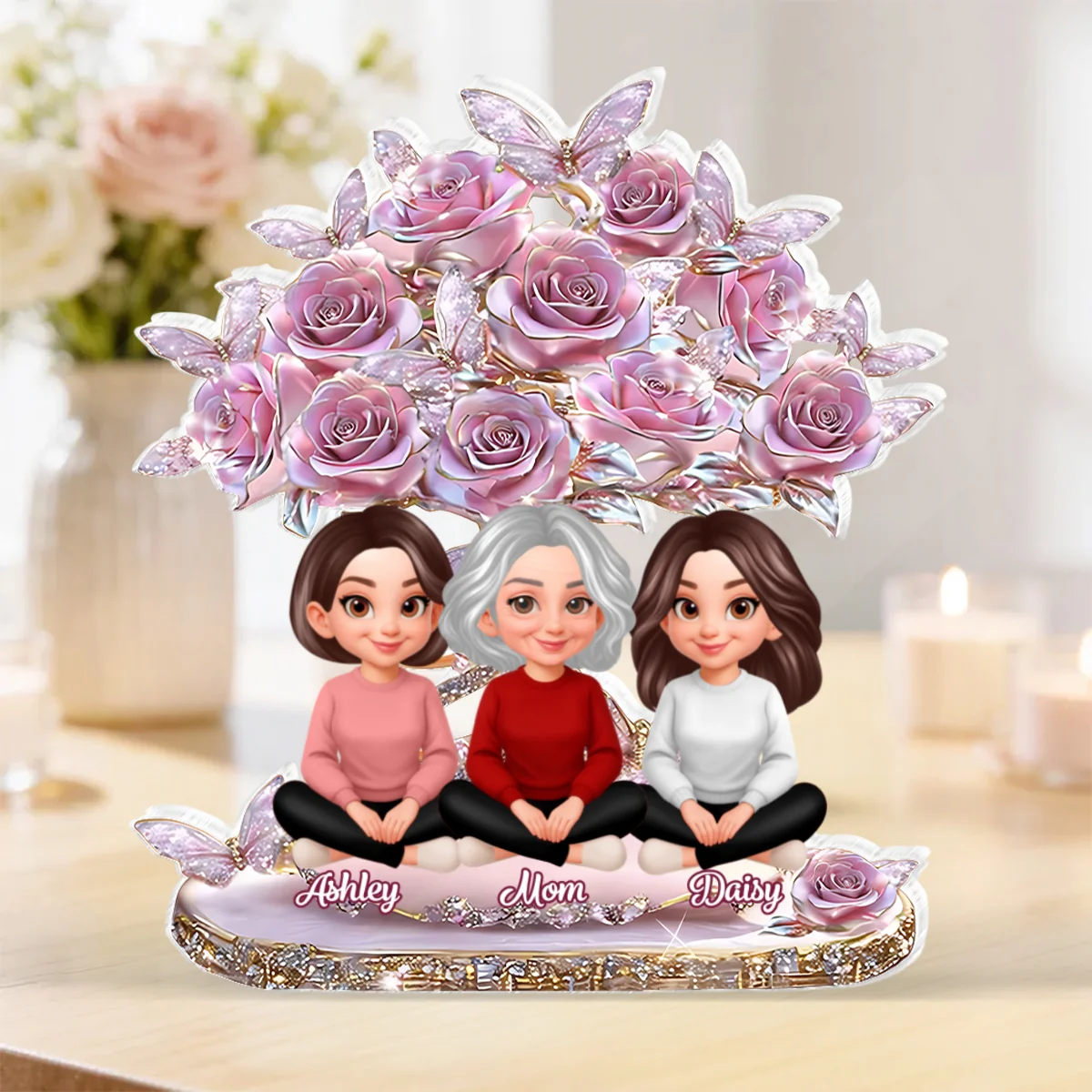 Best Mom Ever And Daughters - Personalized Acrylic Block Plaque - Heartfelt Gift For Mom, Grandma - Image 11