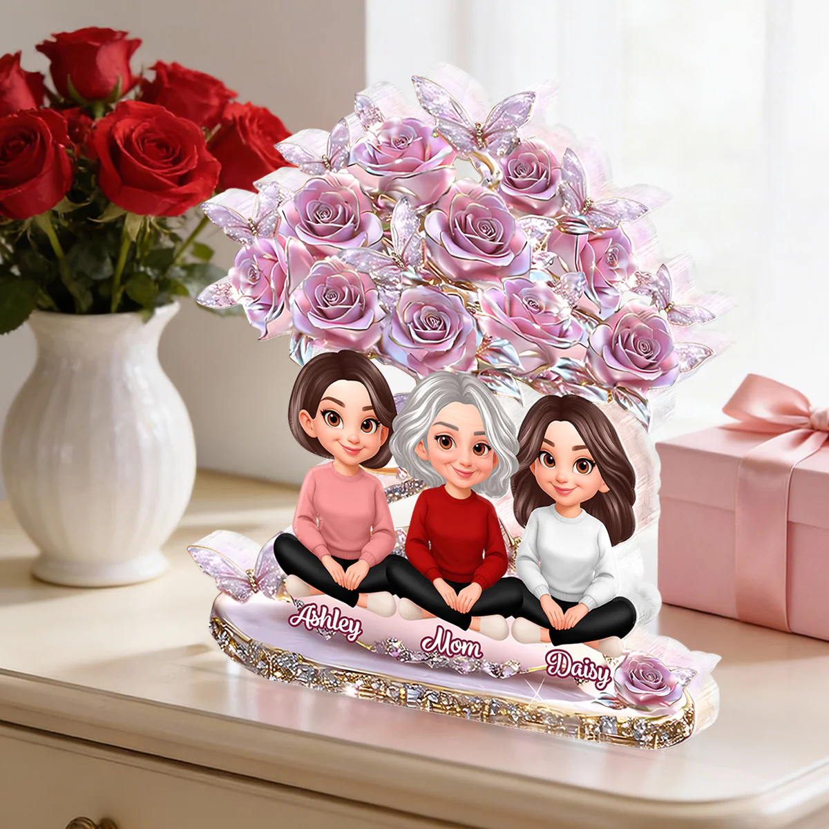 Best Mom Ever And Daughters - Personalized Acrylic Block Plaque - Heartfelt Gift For Mom, Grandma - Image 4