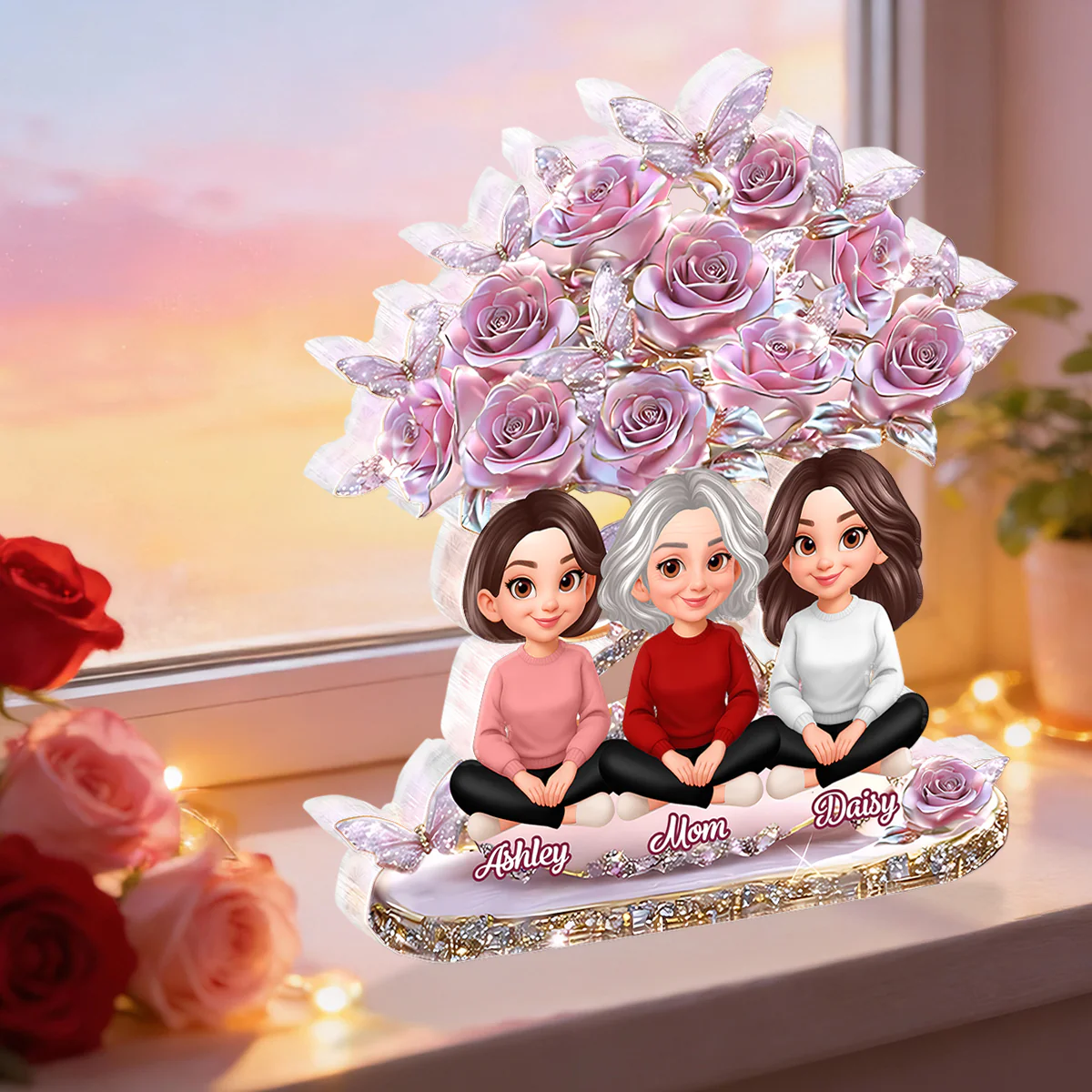 Best Mom Ever And Daughters - Personalized Acrylic Block Plaque - Heartfelt Gift For Mom, Grandma - Image 5