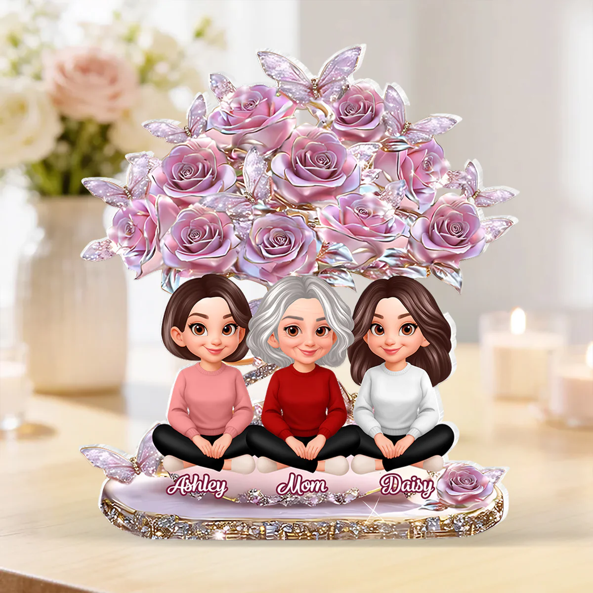 Best Mom Ever And Daughters - Personalized Acrylic Block Plaque - Heartfelt Gift For Mom, Grandma - Image 7