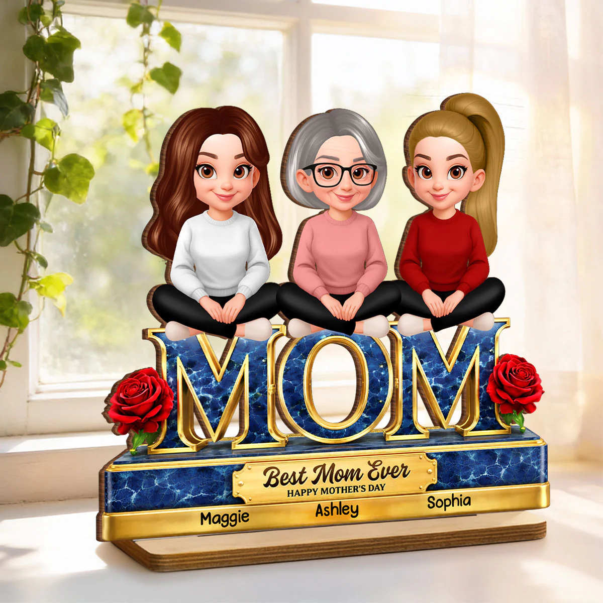 Best Mom Ever Daughters Sons - Personalized 2-Layered Wooden Plaque - Heartfelt Gift For Mom, Grandma - Image 3