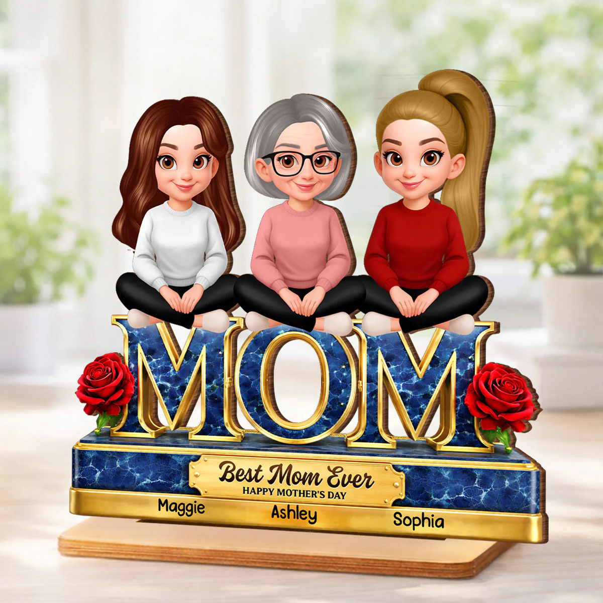 Best Mom Ever Daughters Sons - Personalized 2-Layered Wooden Plaque - Heartfelt Gift For Mom, Grandma - Image 5