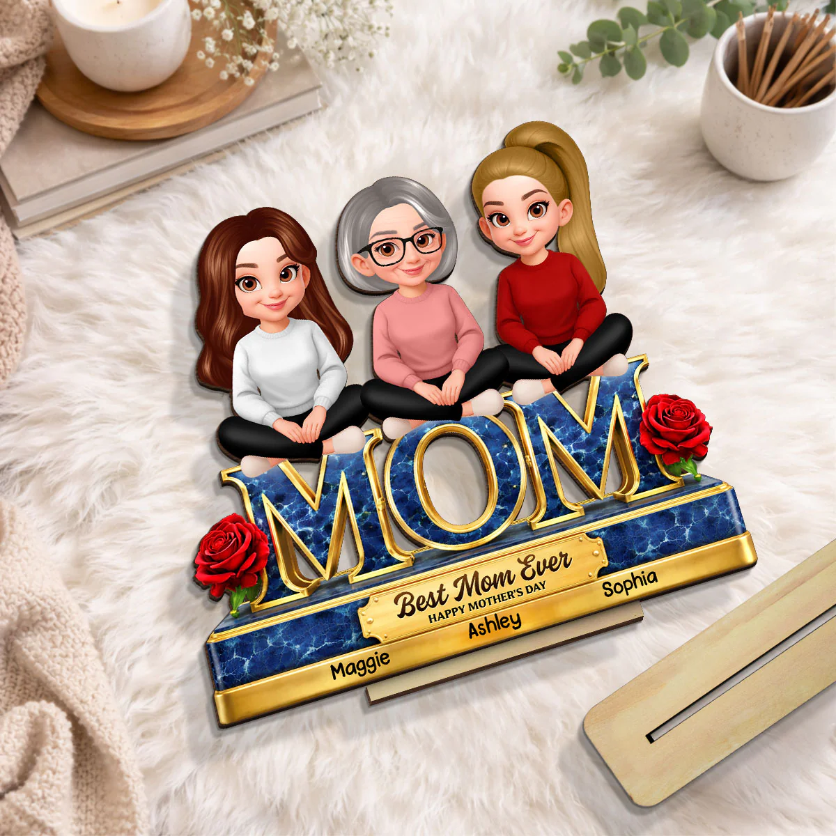 Best Mom Ever Daughters Sons - Personalized 2-Layered Wooden Plaque - Heartfelt Gift For Mom, Grandma - Image 7