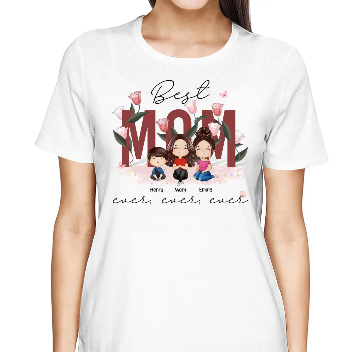 Best Mom Ever Ever Ever Flower Garden Doll Watercolor Personalized Shirt - Image 2