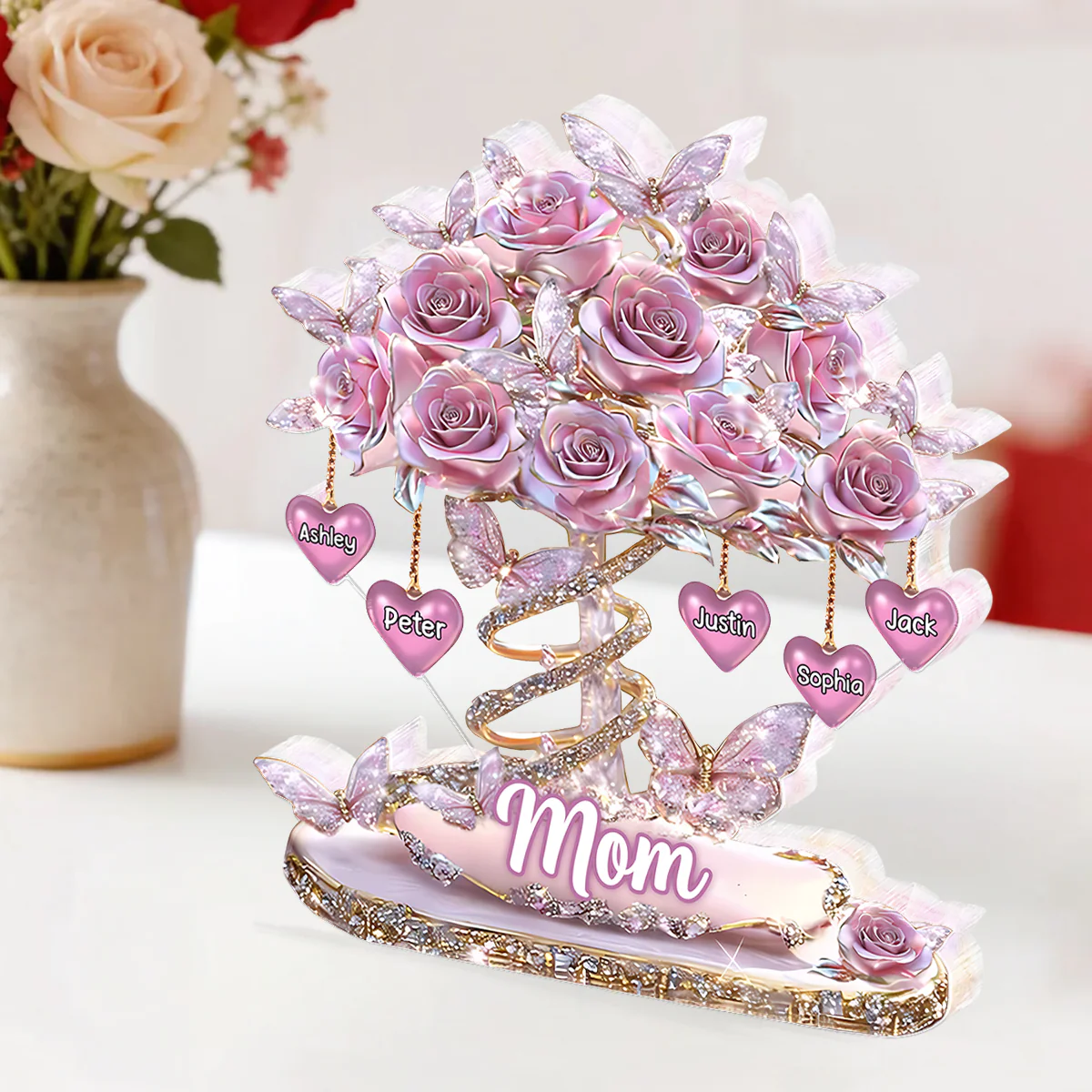 Best Mom Ever Heart Tree - Personalized Acrylic Block Plaque - Heartfelt Gift For Mom, Grandma - Image 2