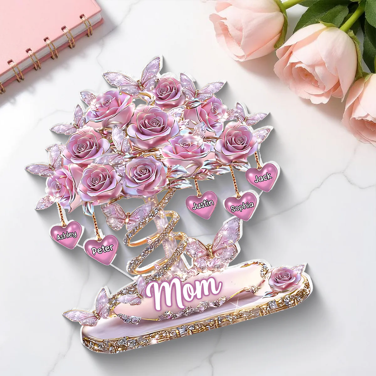 Best Mom Ever Heart Tree - Personalized Acrylic Block Plaque - Heartfelt Gift For Mom, Grandma - Image 3