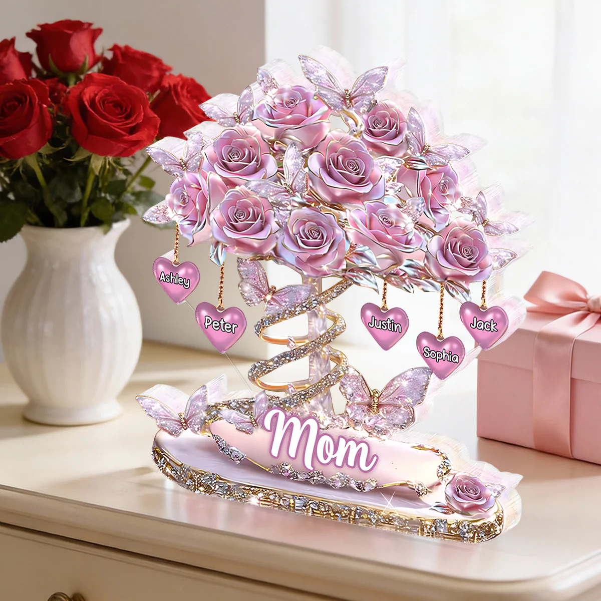Best Mom Ever Heart Tree - Personalized Acrylic Block Plaque - Heartfelt Gift For Mom, Grandma - Image 5