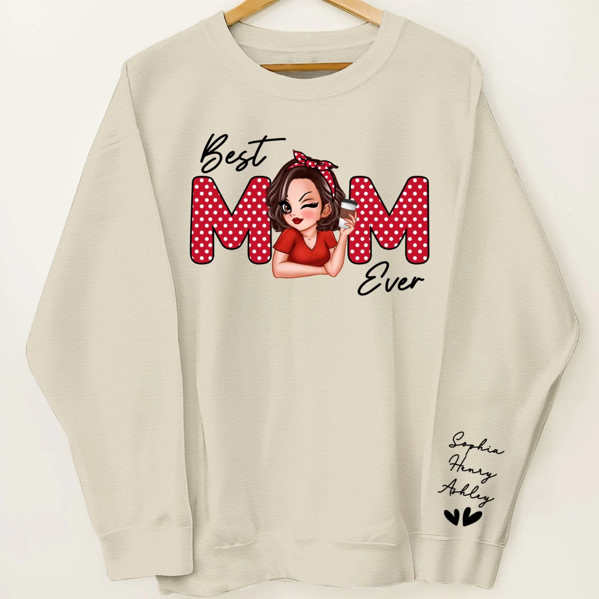 Best Mom Ever Personalized Sleeve Printed Sweatshirt - Image 11