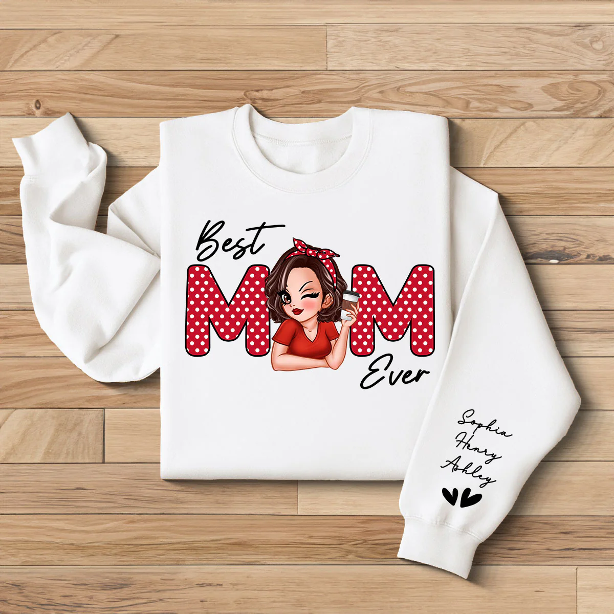 Best Mom Ever Personalized Sleeve Printed Sweatshirt - Image 2