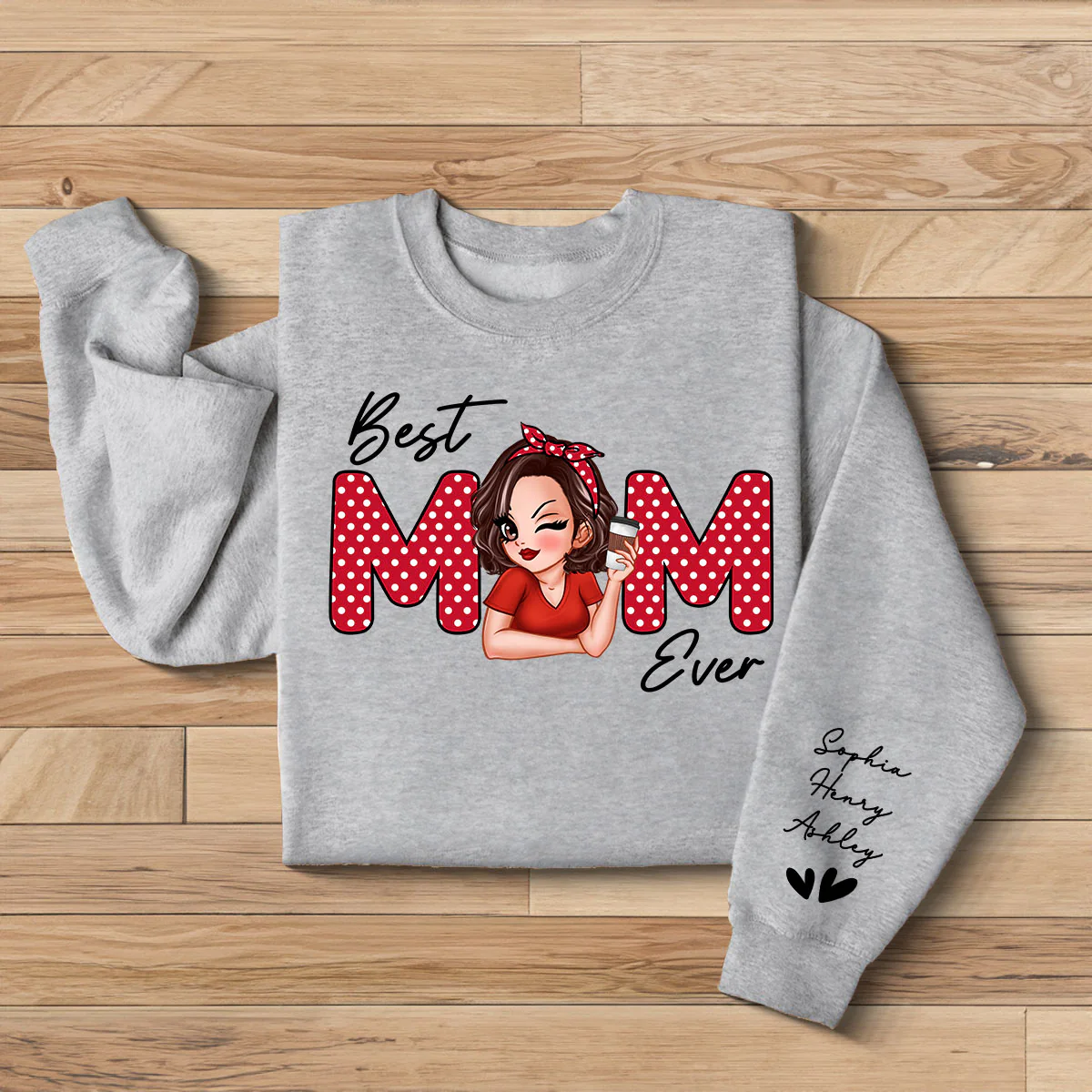 Best Mom Ever Personalized Sleeve Printed Sweatshirt - Image 4