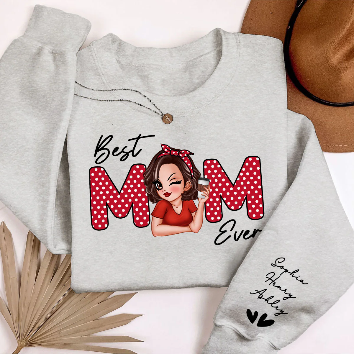 Best Mom Ever Personalized Sleeve Printed Sweatshirt - Image 5