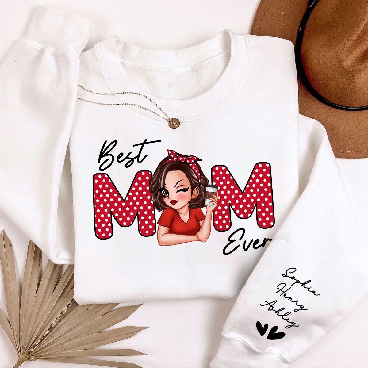 Best Mom Ever Personalized Sleeve Printed Sweatshirt - Image 6