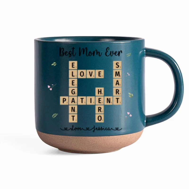 Best Mom Grandma Ever Appreciation Crossword Art - Created In A Moment Personalized Pottery Mug - Image 11