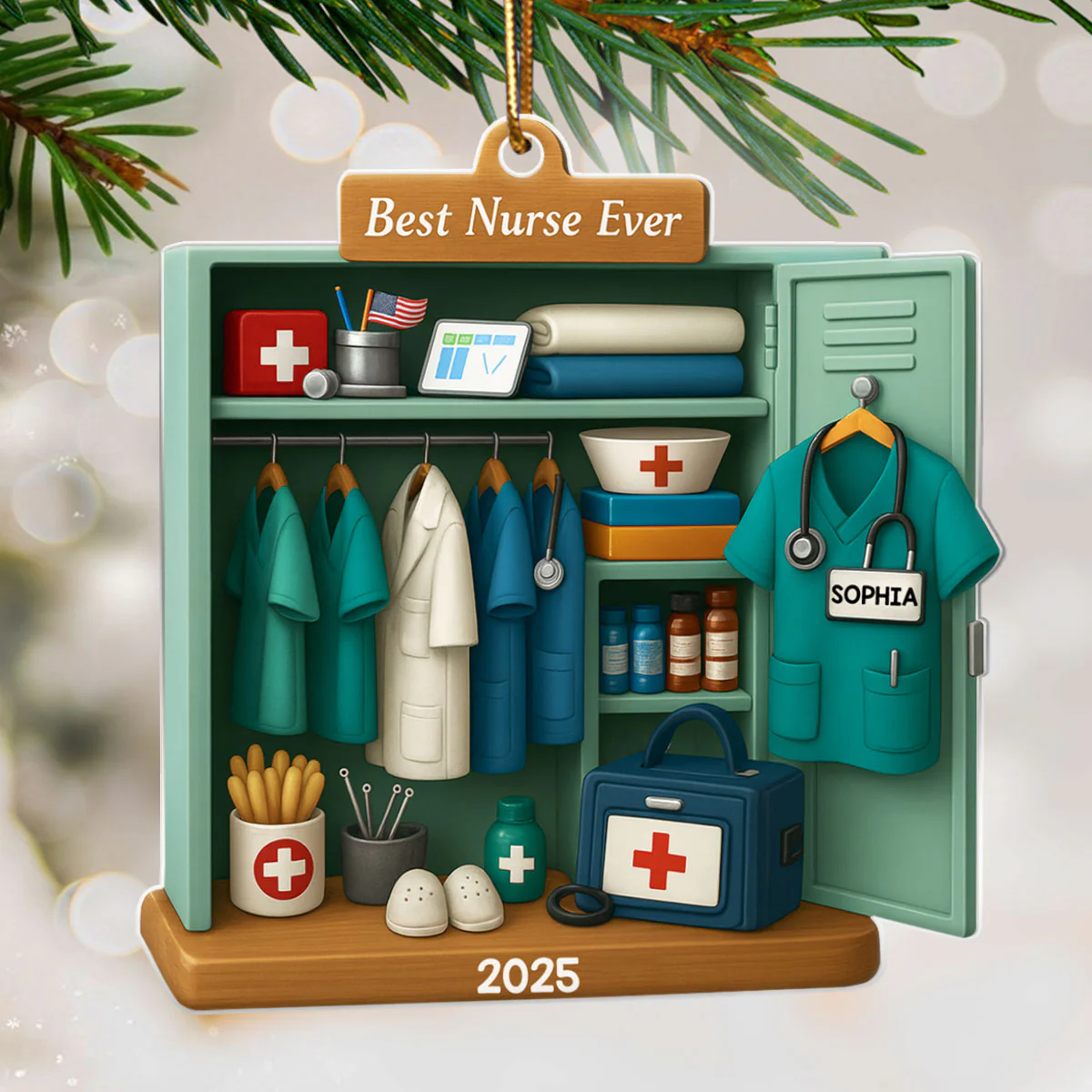 Best Nurse Ever - Personalized Acrylic Ornament - Christmas Gift for Nurse - Image 3