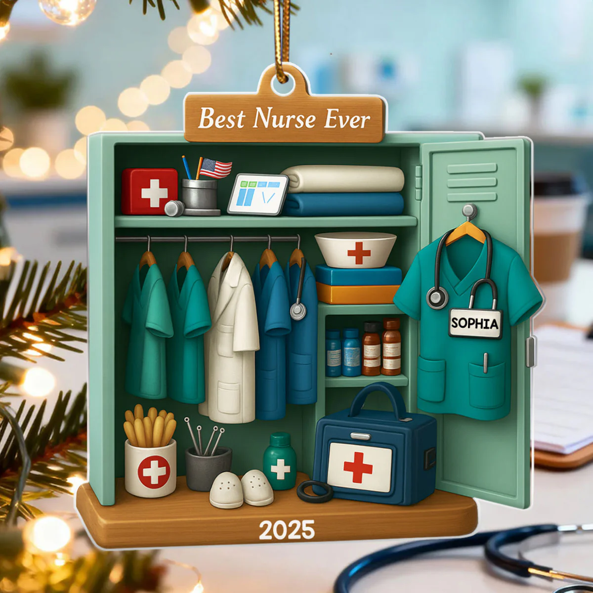 Best Nurse Ever - Personalized Acrylic Ornament - Christmas Gift for Nurse - Image 4