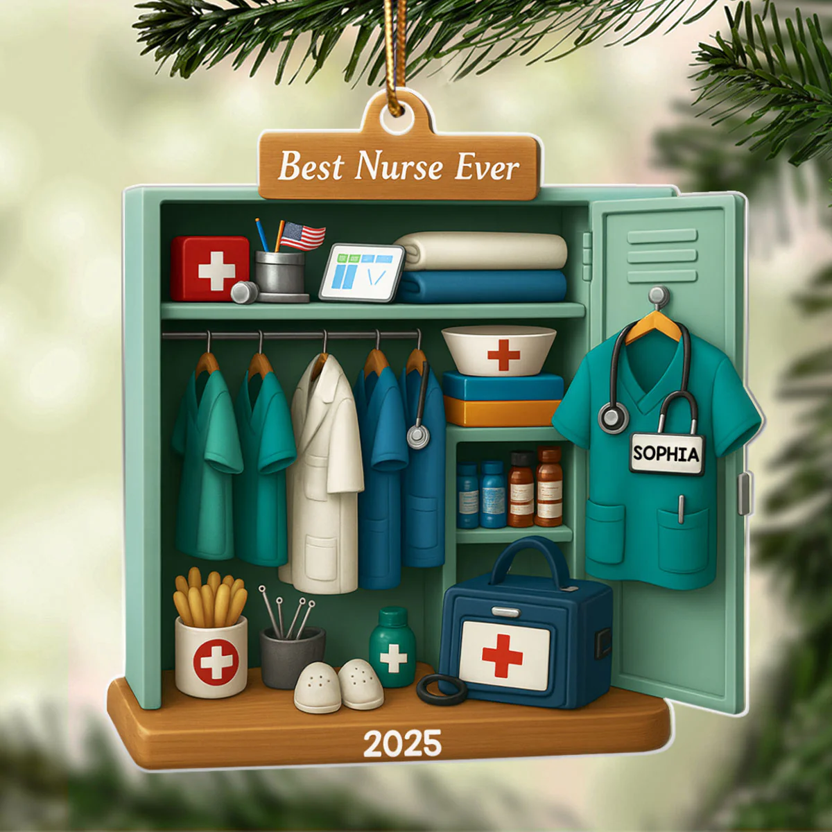 Best Nurse Ever - Personalized Acrylic Ornament - Christmas Gift for Nurse - Image 5