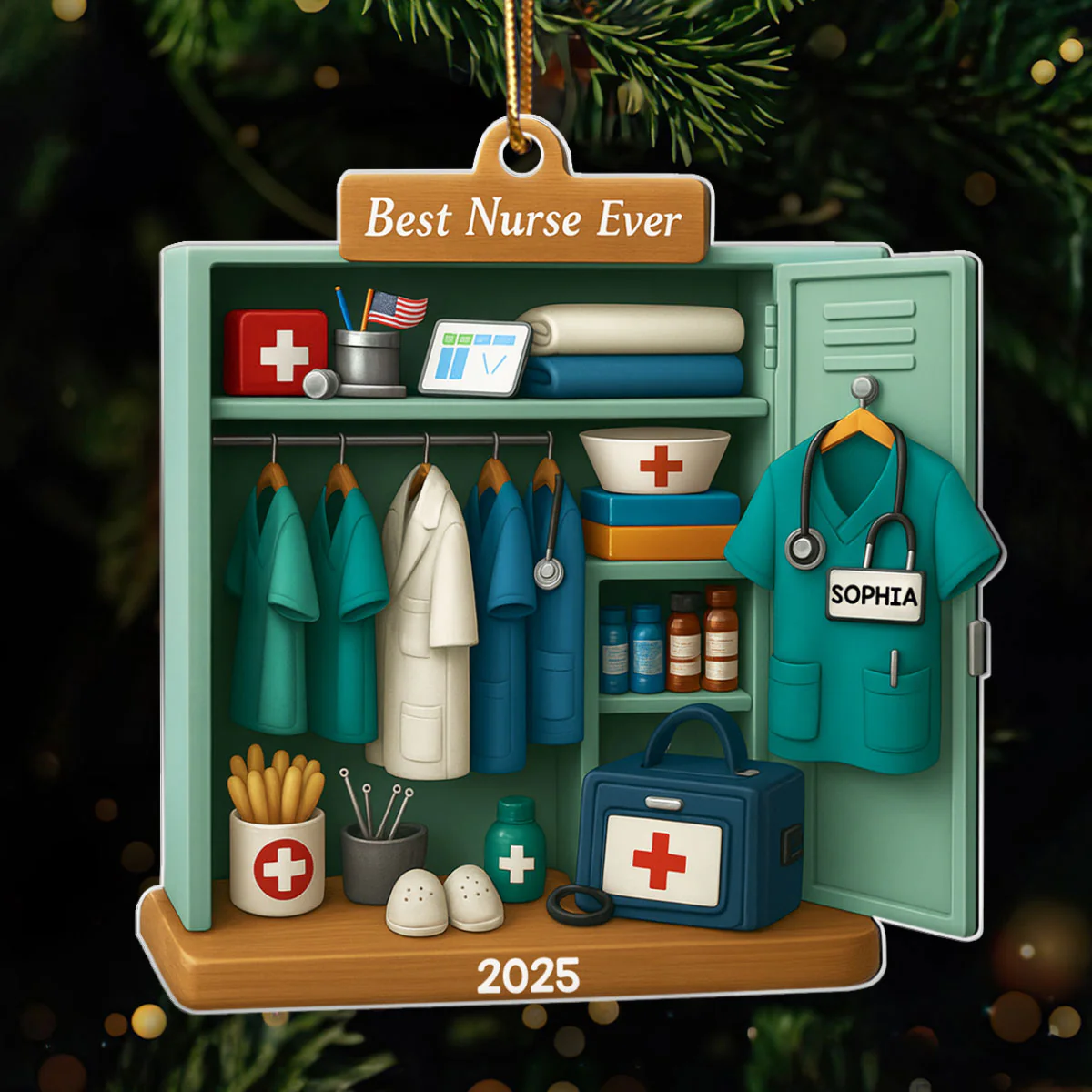 Best Nurse Ever - Personalized Acrylic Ornament - Christmas Gift for Nurse - Image 6