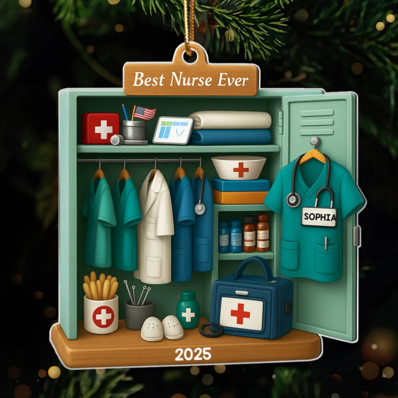 Best Nurse Ever - Personalized Acrylic Ornament - Christmas Gift for Nurse - Image 8