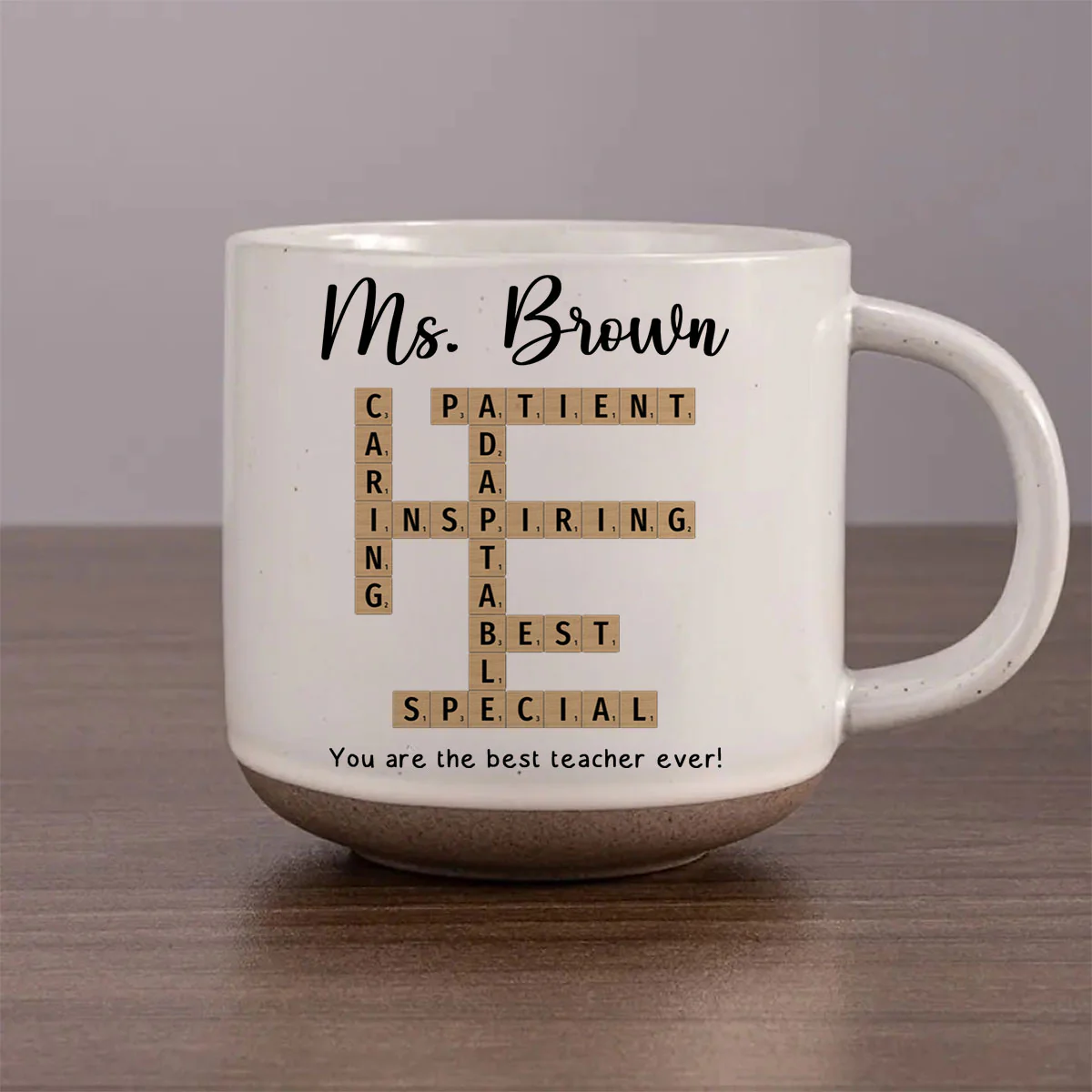 Best Teacher Coach Ever Crossword Art - Created In A Moment Personalized Pottery Mug