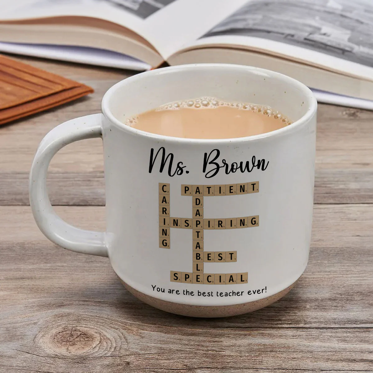 Best Teacher Coach Ever Crossword Art - Created In A Moment Personalized Pottery Mug - Image 5