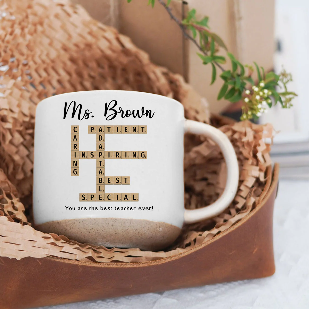 Best Teacher Coach Ever Crossword Art - Created In A Moment Personalized Pottery Mug - Image 6
