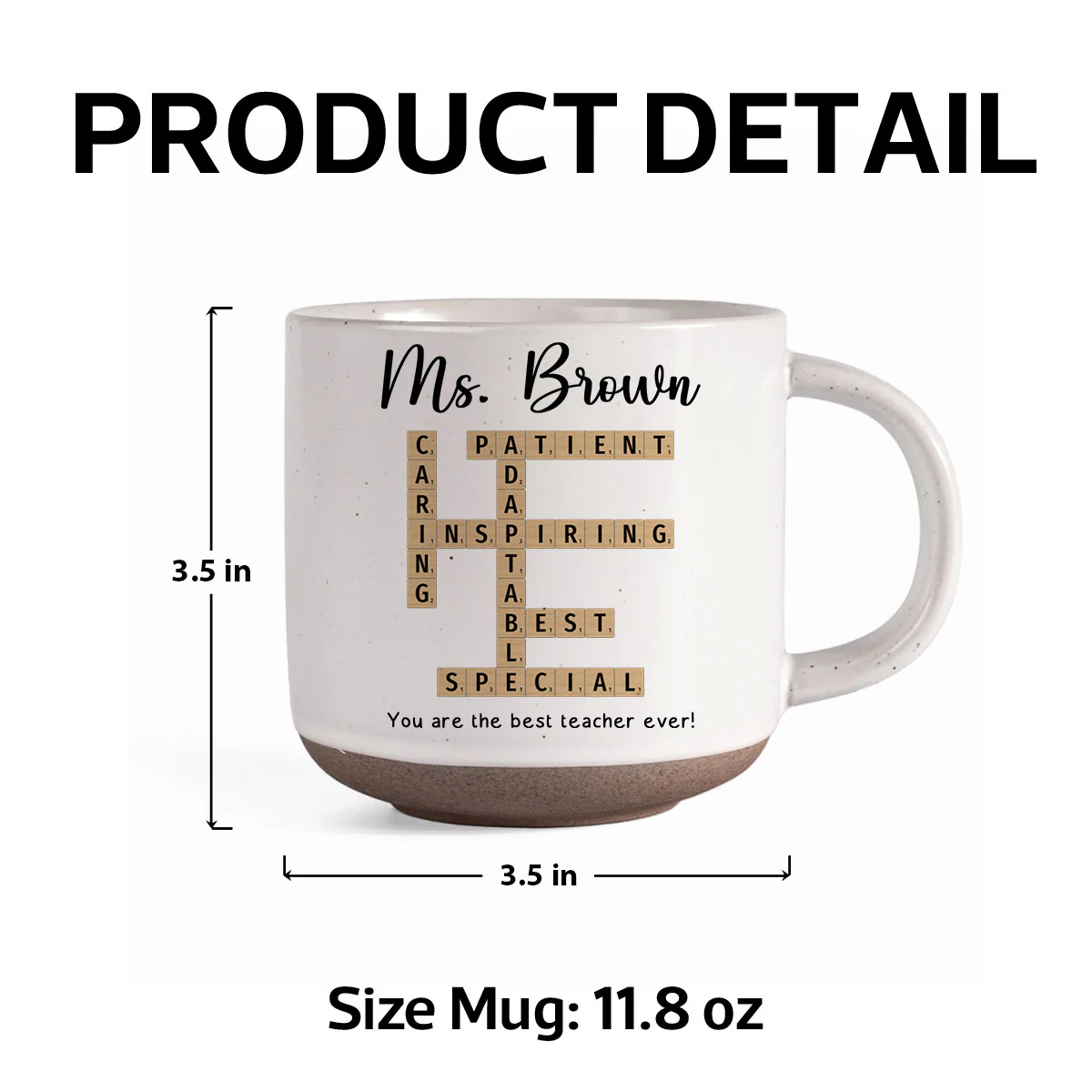 Best Teacher Coach Ever Crossword Art - Created In A Moment Personalized Pottery Mug - Image 7