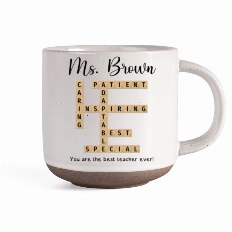 Best Teacher Coach Ever Crossword Art - Created In A Moment Personalized Pottery Mug - Image 8