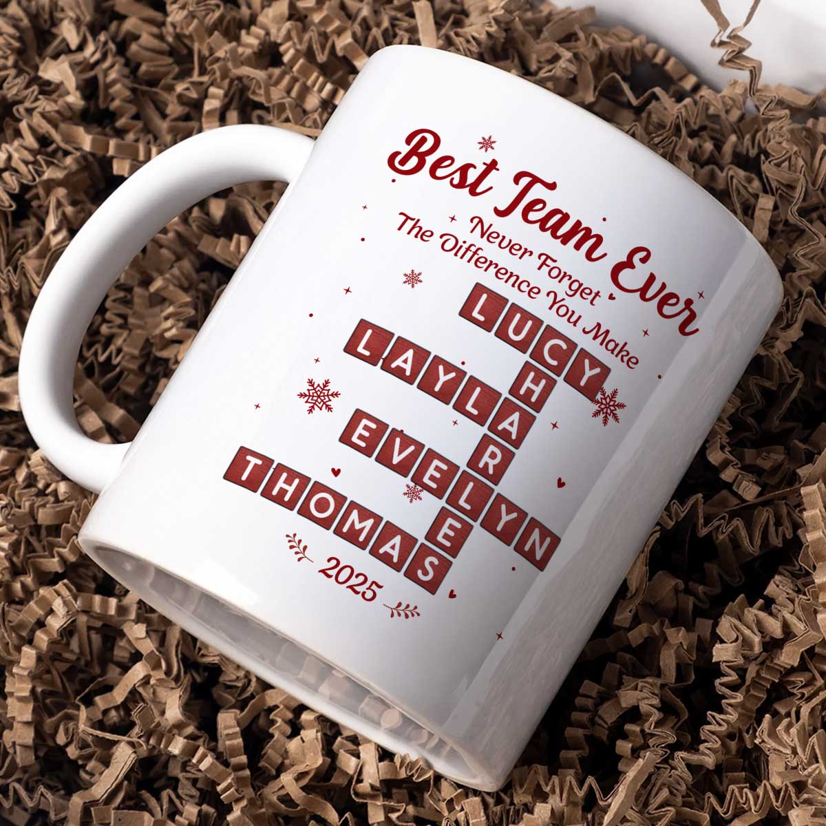 Best Team Ever Crossword Puzzle Art - Personalized Mug - Gift For Coworkers, Colleagues - Image 3